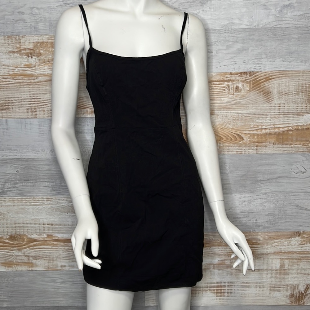 Free People Bring It Back Printed Cut-Out dress black size medium